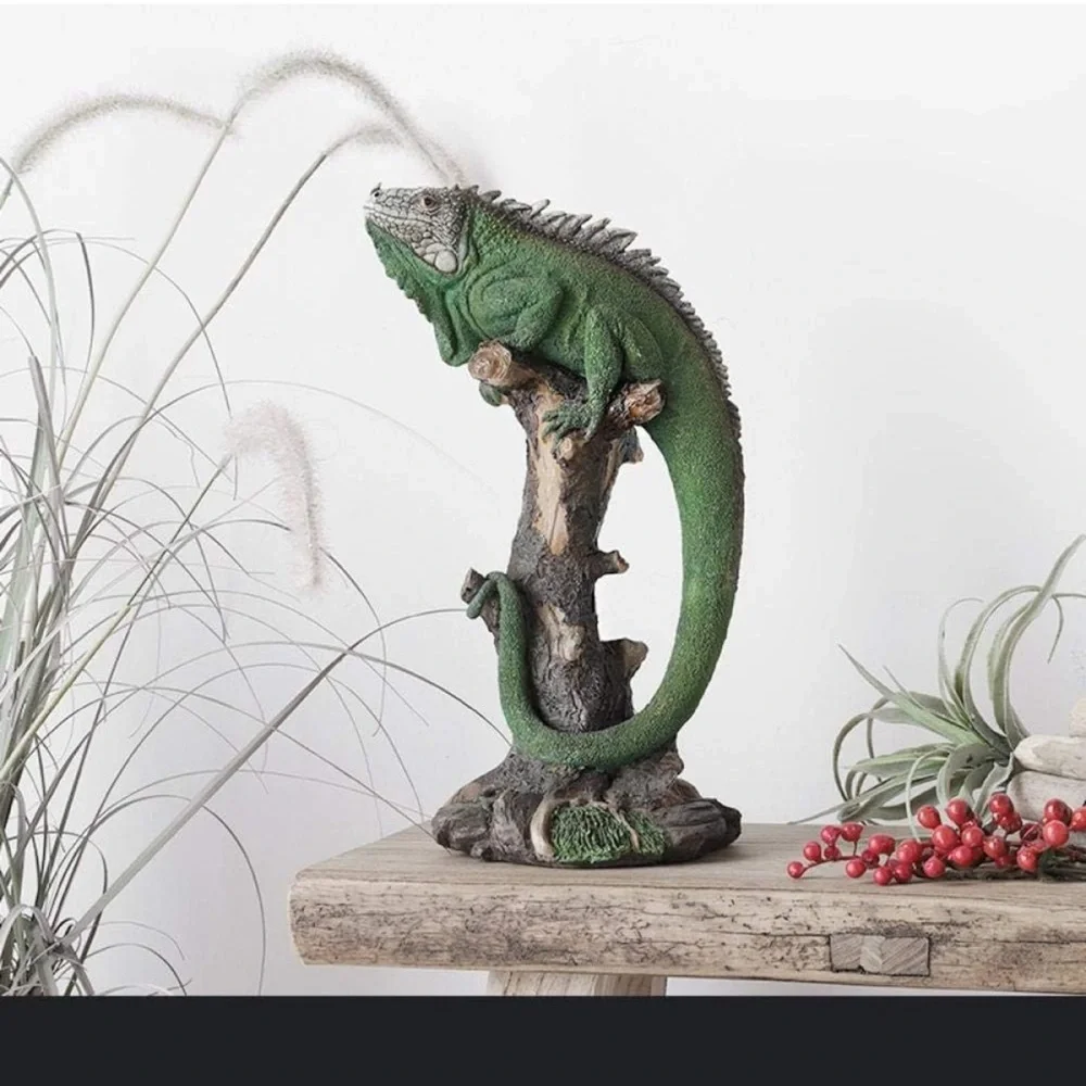 Realistic Green Iguana Reptile Habitat Decor